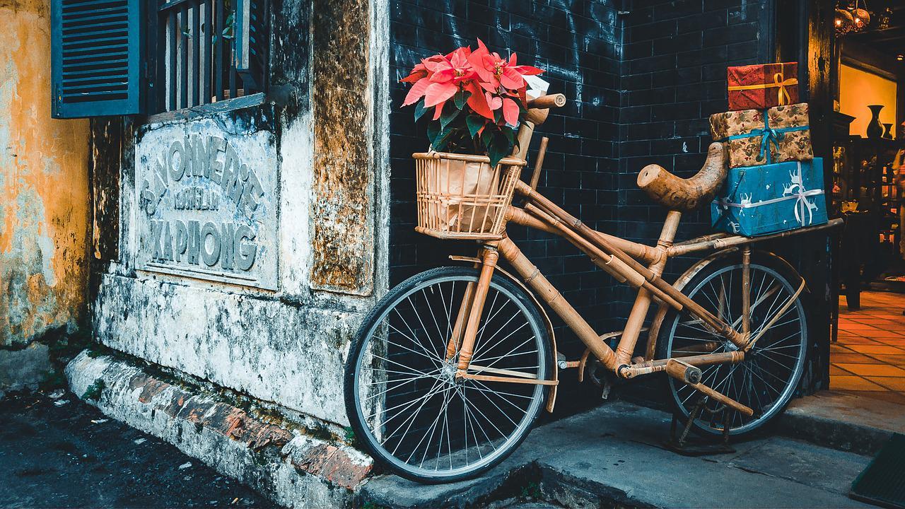 Bike with flowers and presents