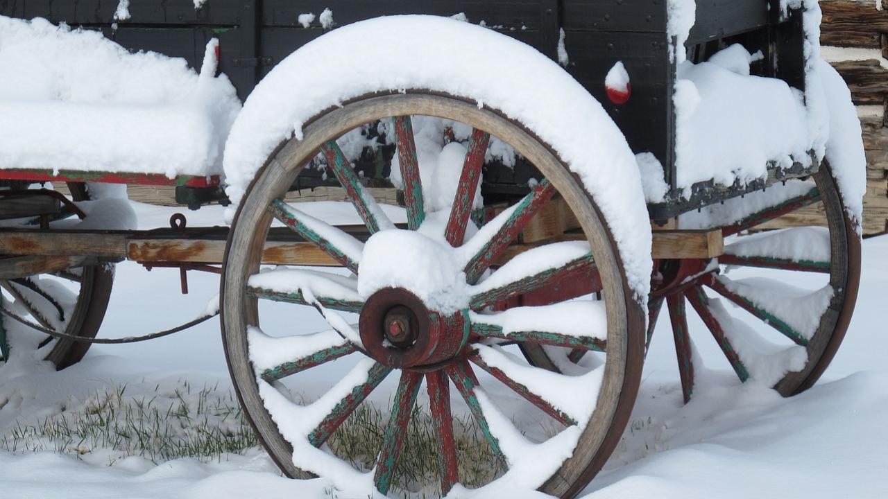 wagon wheel in snow