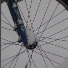 Bike wheel in snow